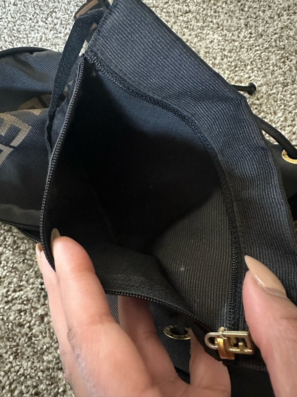Fendi Vintage Nylon Drawstring Backpack; GUC - Picture 11 of 16